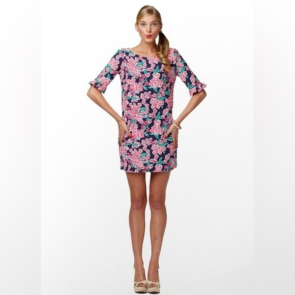 Lilly Pulitzer Dresses & Skirts - Lilly Pulitzer Somerset Mini Dress Bright Navy Pink Cherry Picker Floral Small